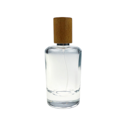 Butelka szklana perfumeryjna BODY WOOD 60 ml z atomizerem i drewnianą nasadką S073-60ml, zakręcana, butelka gwintowana